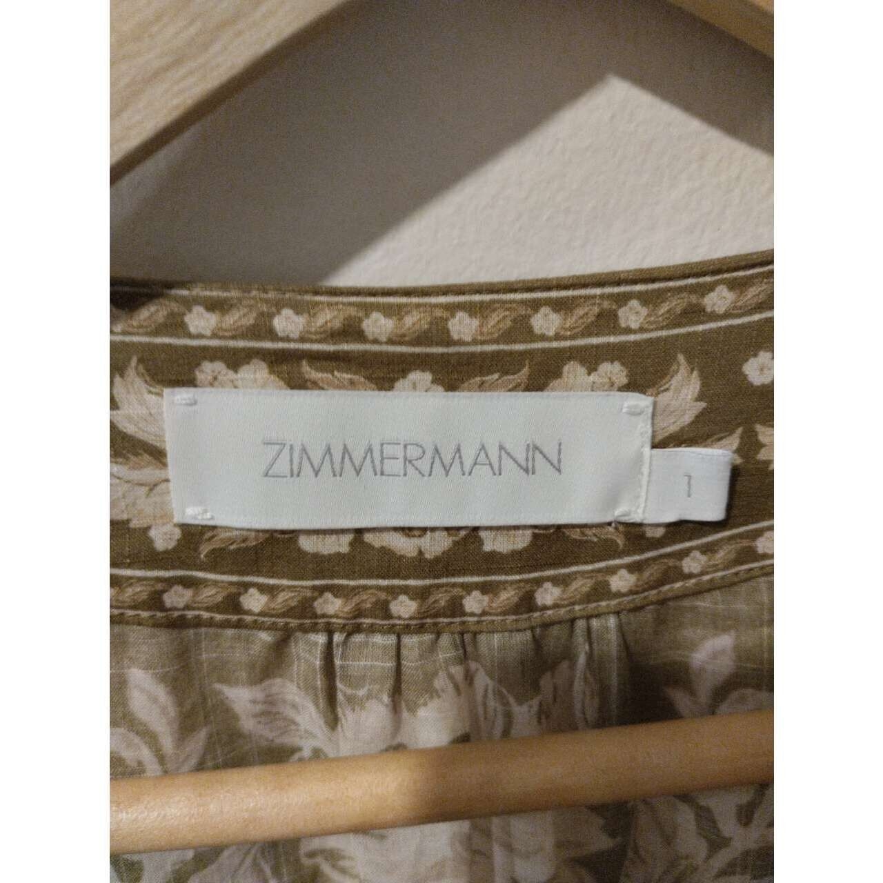 Zimmermann Olive Floral Midi Dress