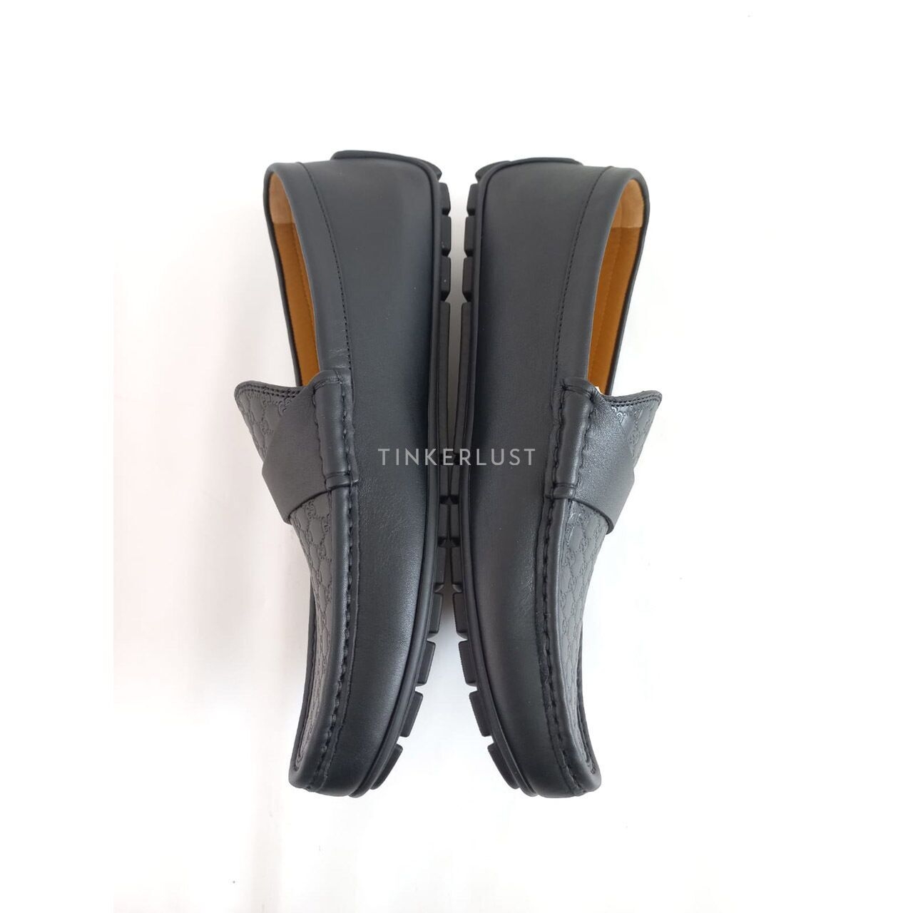 Gucci Microguccissima Black Leather Driver Loafers