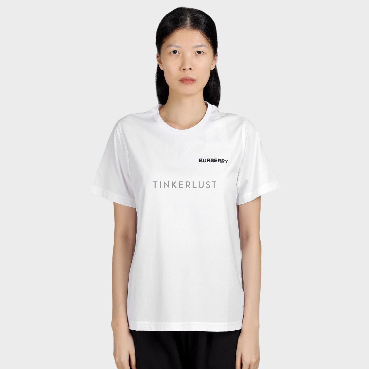 Burberry Women Margot Monogram Motif Cotton T-Shirt in White