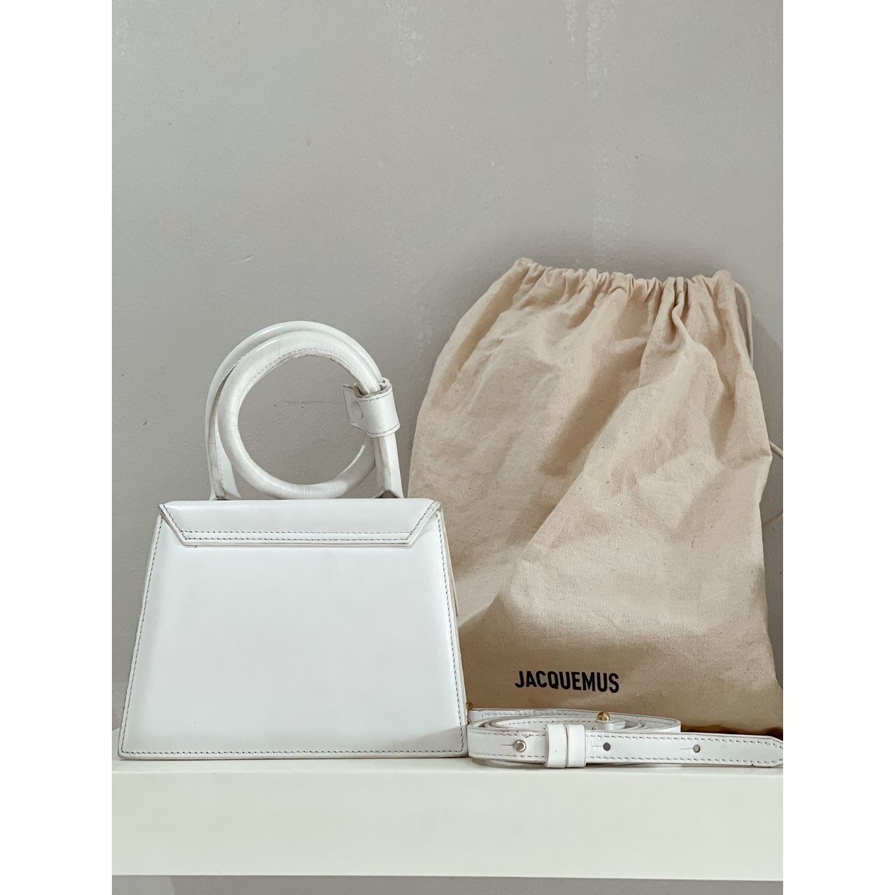 Jacquemus Le Chiquito Noeud White Sling Bag