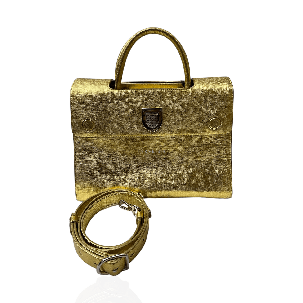 Christian Dior Diorever Large Gold Leather SHW Satchel