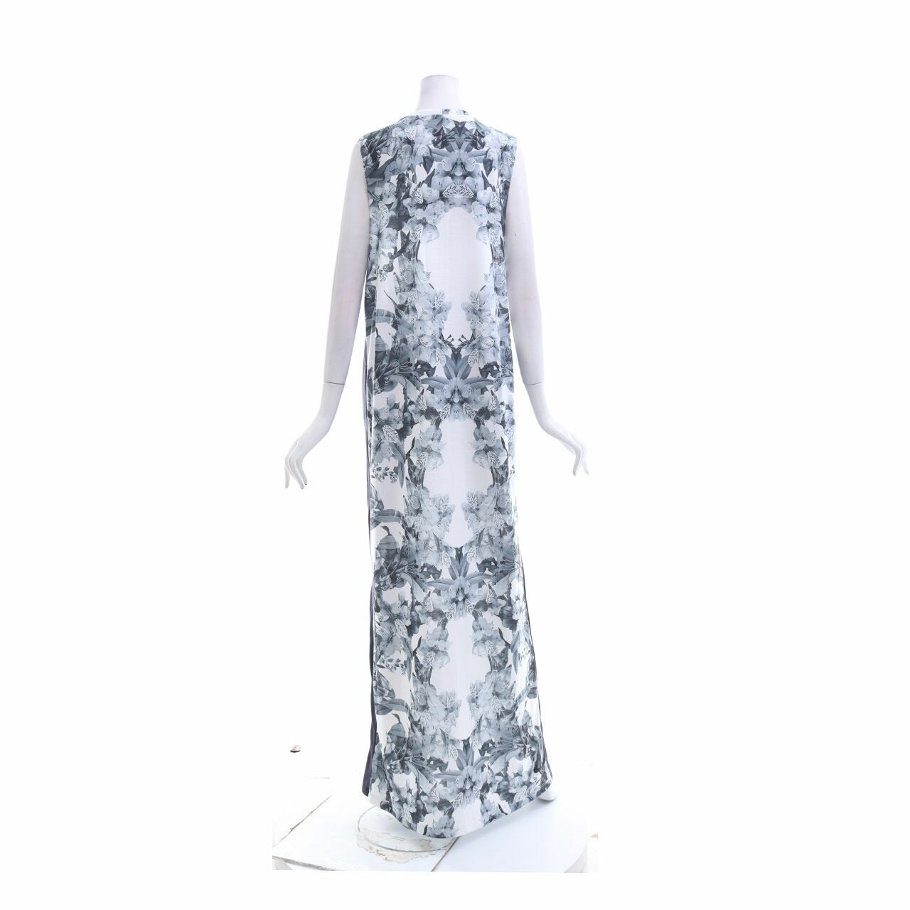 Finders Keepers White Grey Floral Long Dress