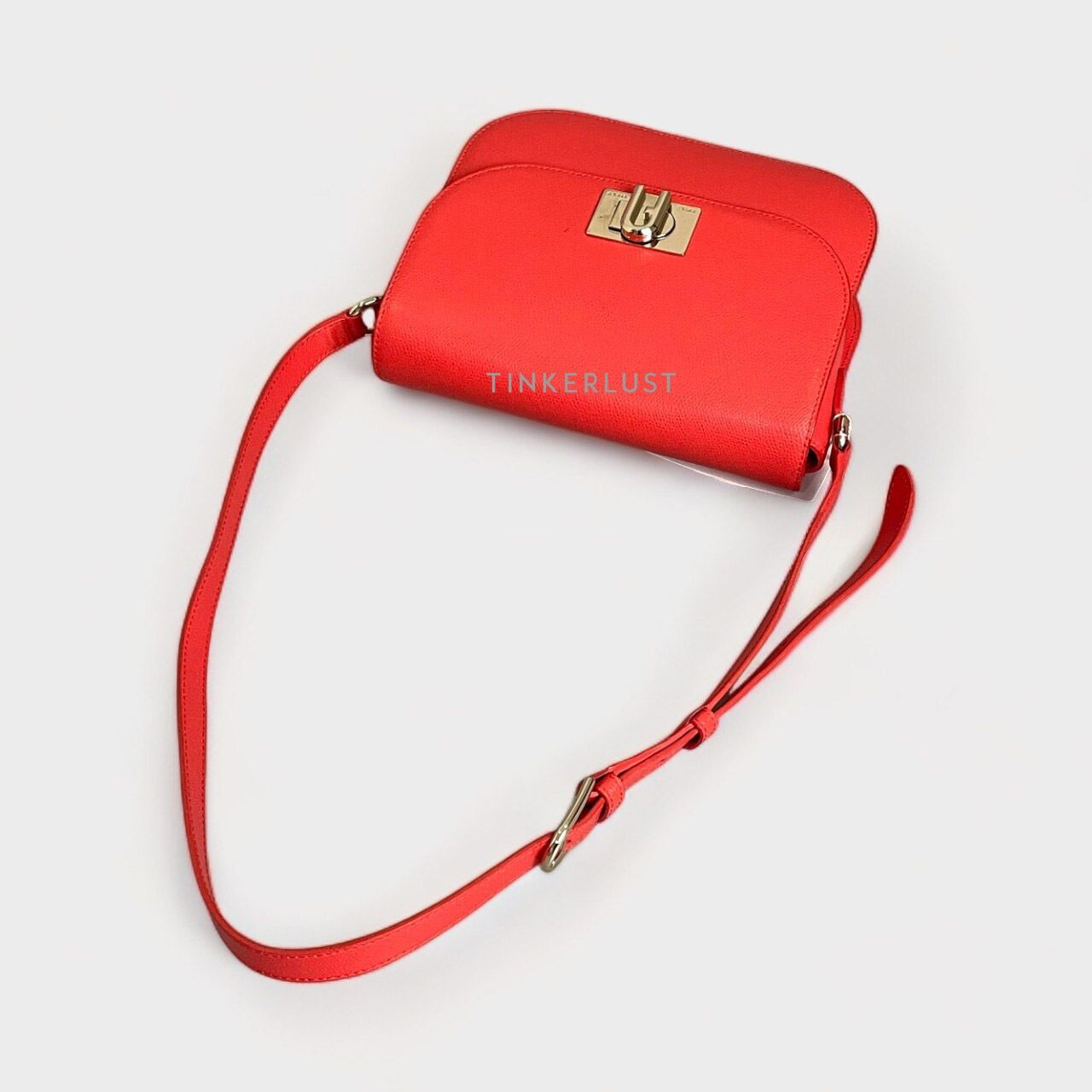 Furla 1927 Small 23 Fire Leather GHW Sling Bag