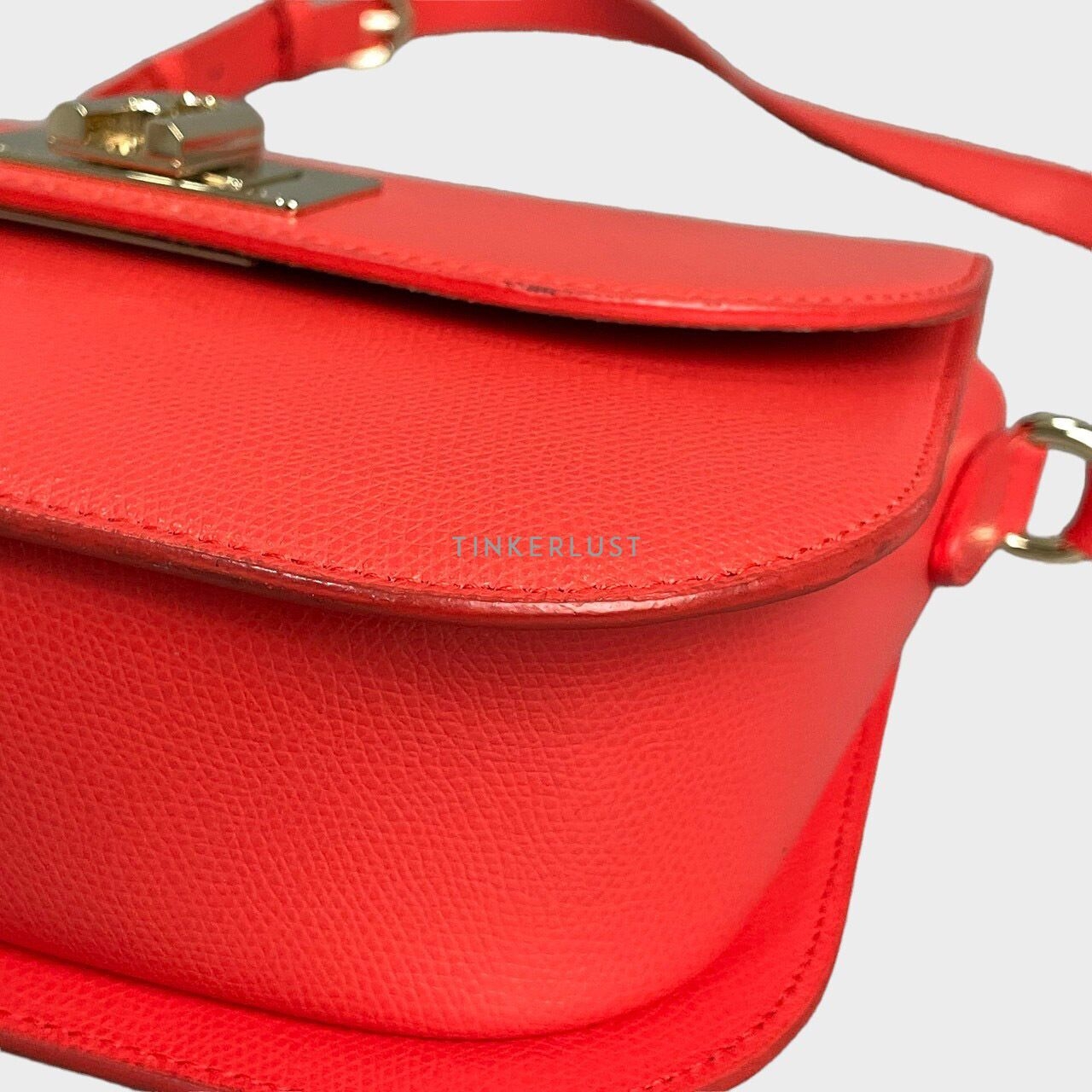 Furla 1927 Small 23 Fire Leather GHW Sling Bag