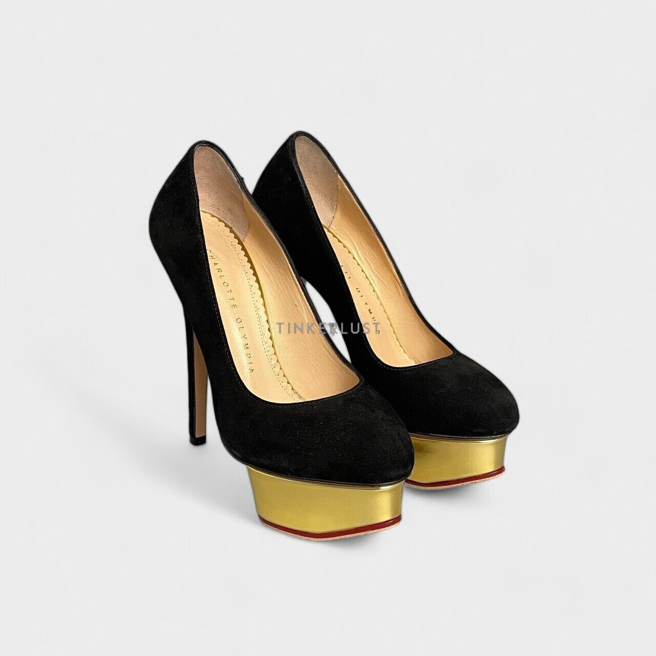 Charlotte Olympia Dolly Pumps Black Suede Heels