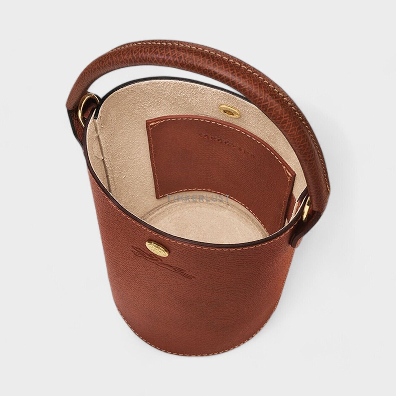 Longchamp Epure in Brown Leather Bucket Satchel Bag
