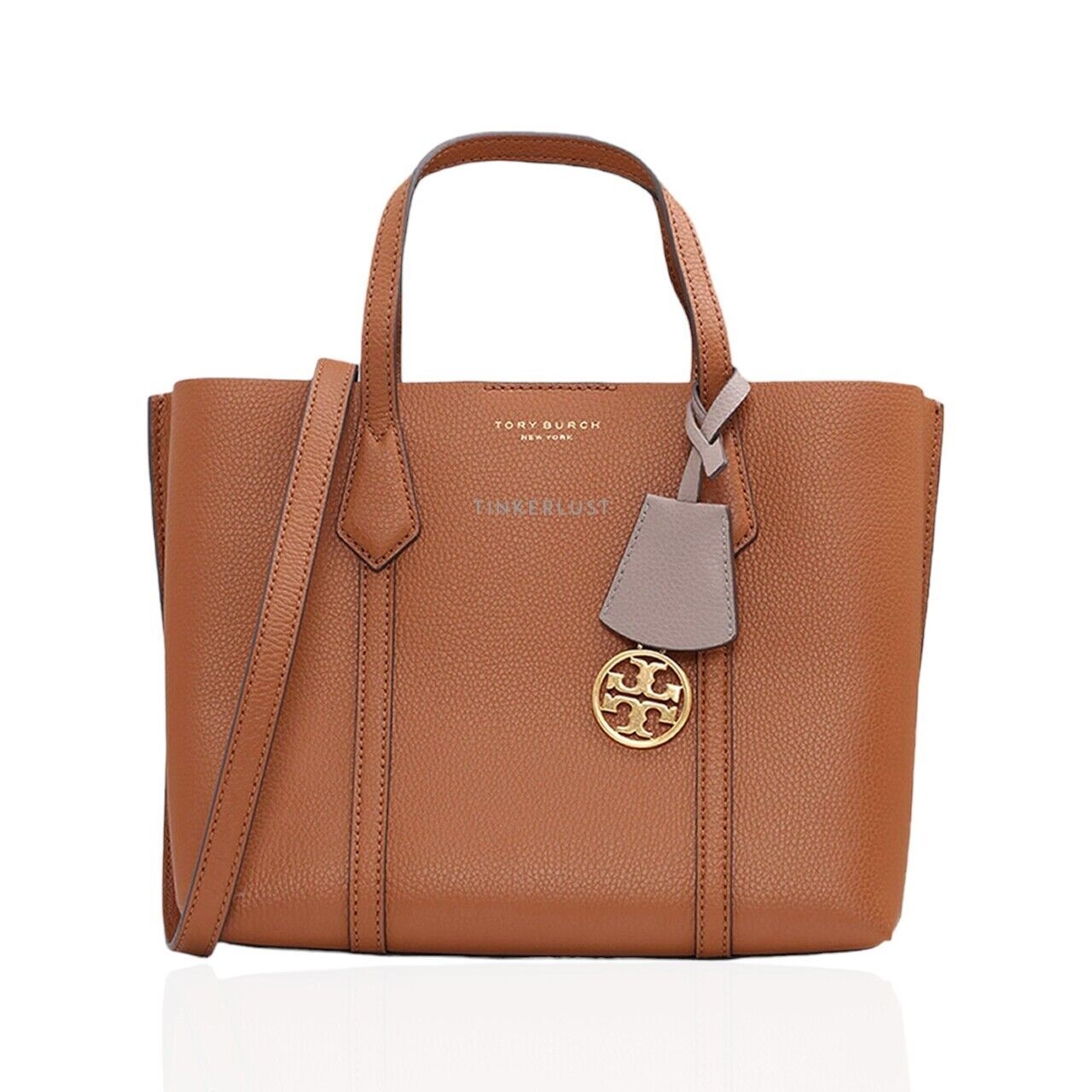 Tory Burch Small Perry Color Block Triple Compartment in Light Umber Multicolors Satchel Bag