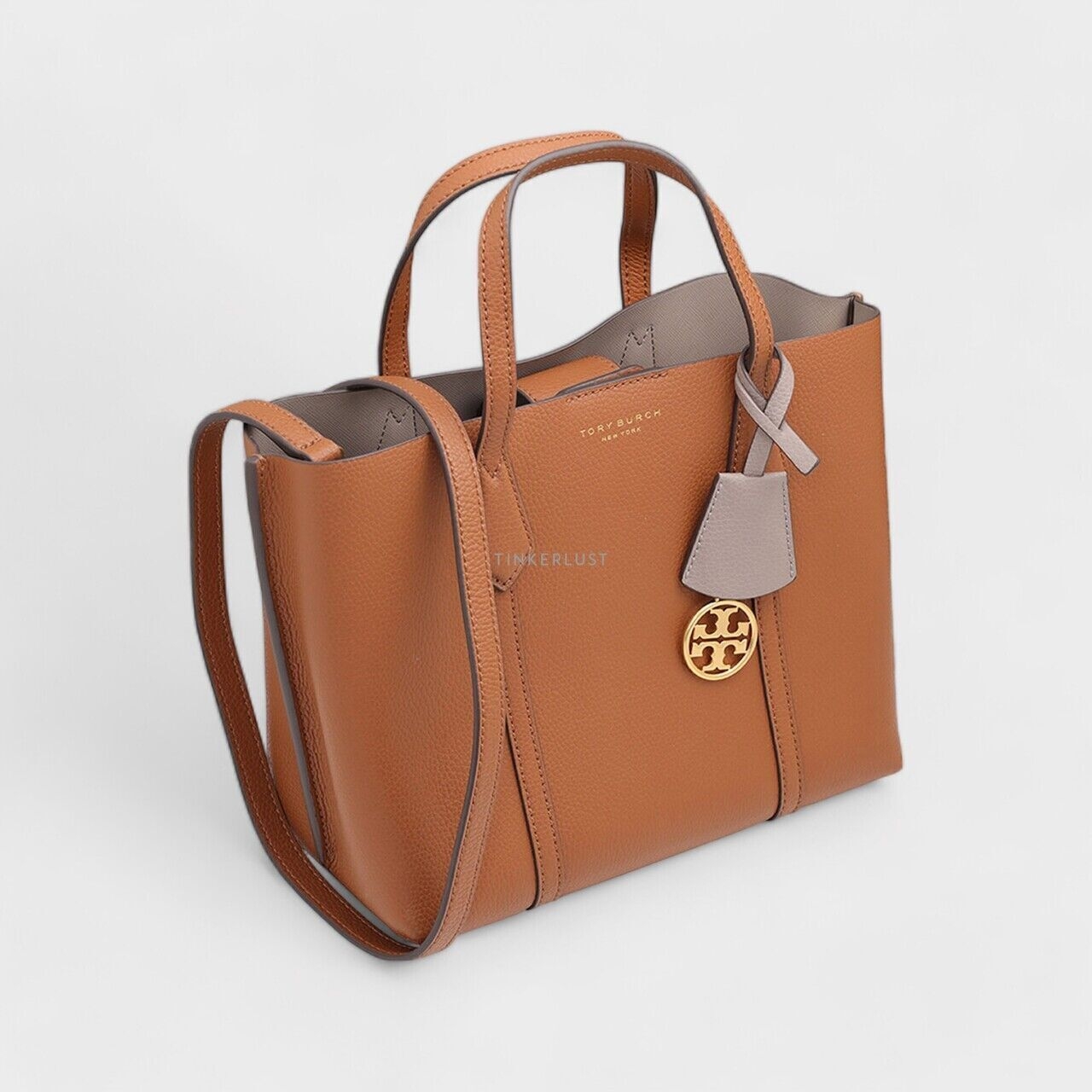 Tory Burch Small Perry Color Block Triple Compartment in Light Umber Multicolors Satchel Bag