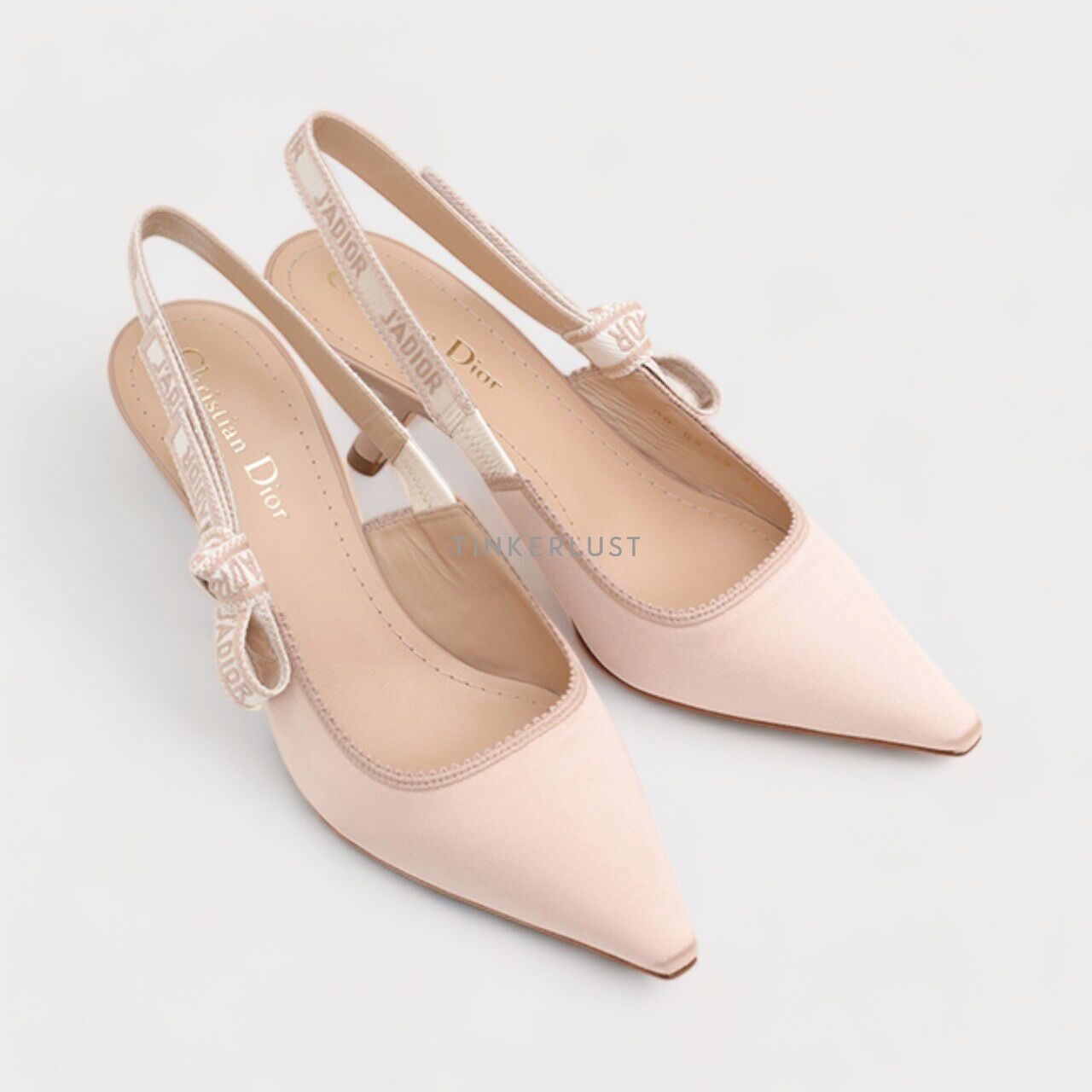 Christian Dior J'Adior Slingback Pumps 65mm Nude Embroidered Satin and Cotton Heels