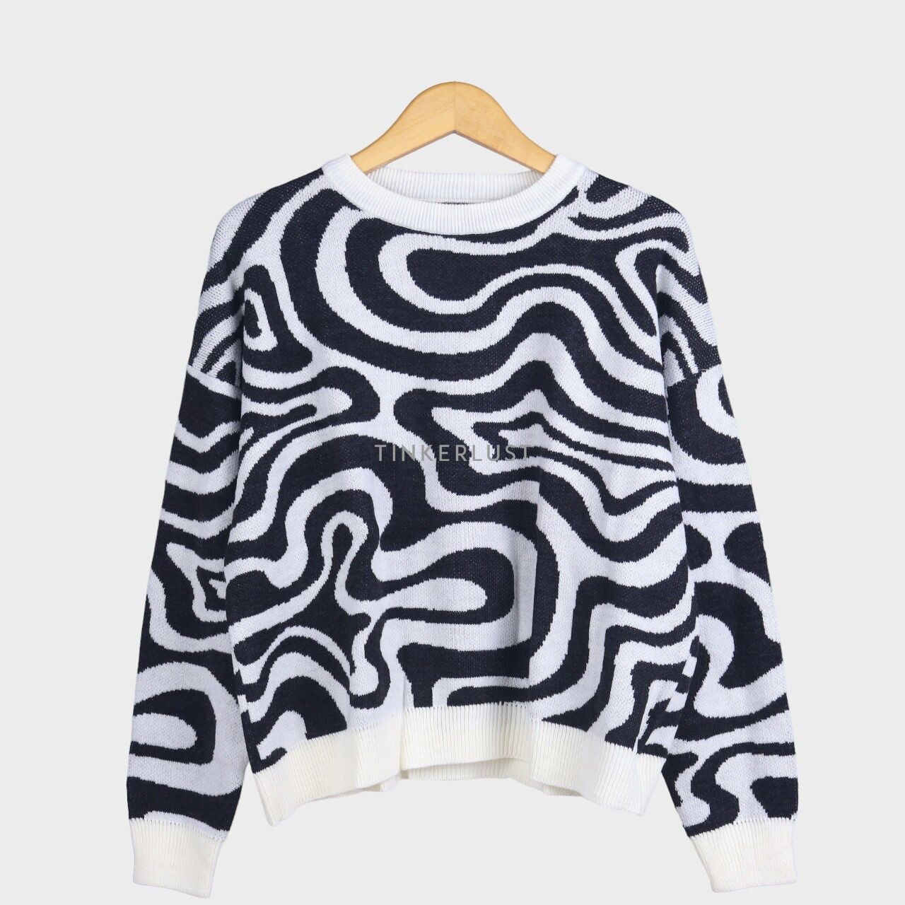Play With Pattero Gravity Map Knit Black Sweater