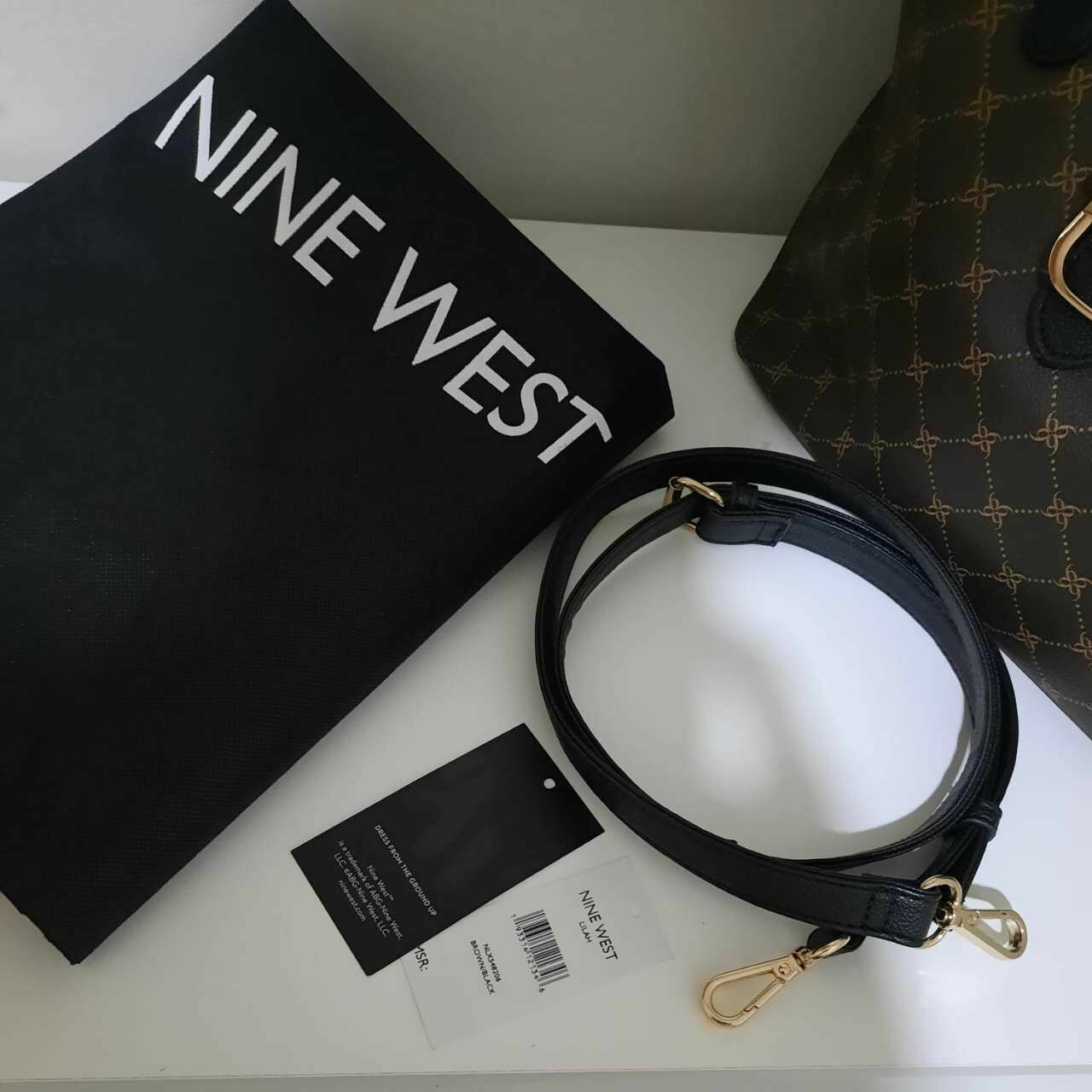 Nine West Black & Dark Brown Satchel Bag