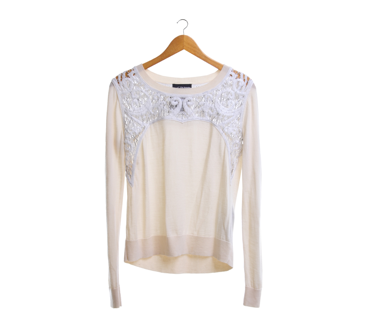 The Kooples Cream Embroidery Knit Sweater