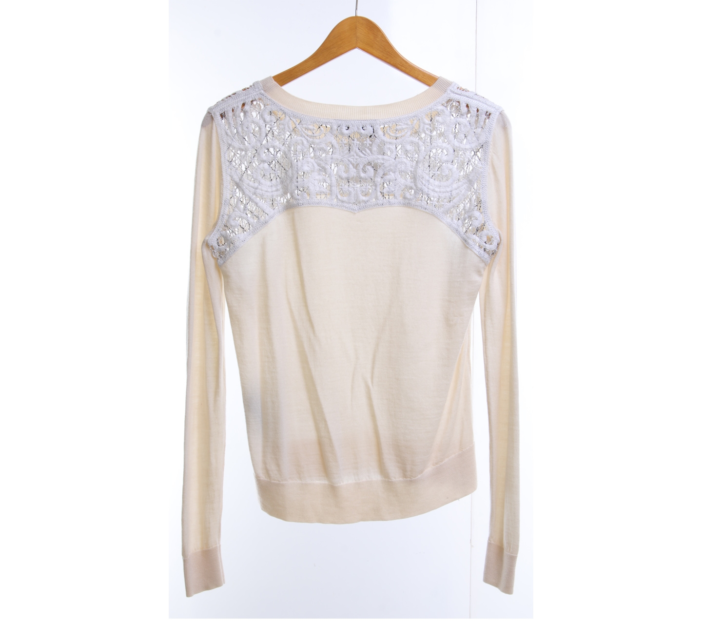 The Kooples Cream Embroidery Knit Sweater