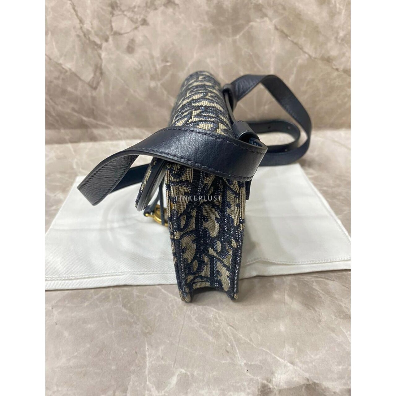 Christian Dior Saddle Navy Oblique Canvas 2020 GHW Sling Bag