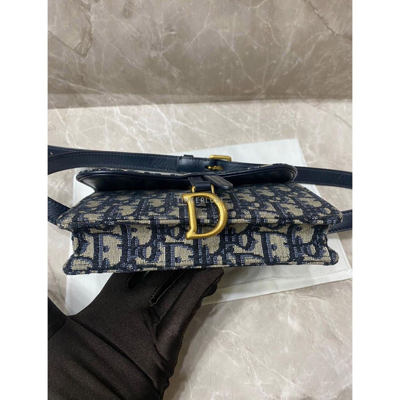 Christian Dior Saddle Navy Oblique Canvas 2020 GHW Sling Bag