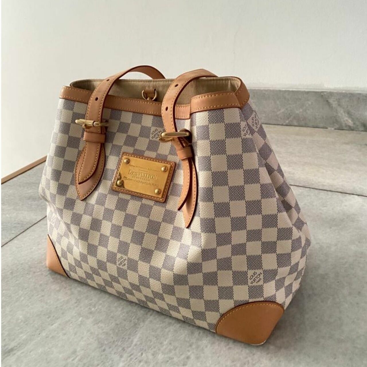 Louis Vuitton Damier Azur Hampstead MM Shoulder Tote Bag