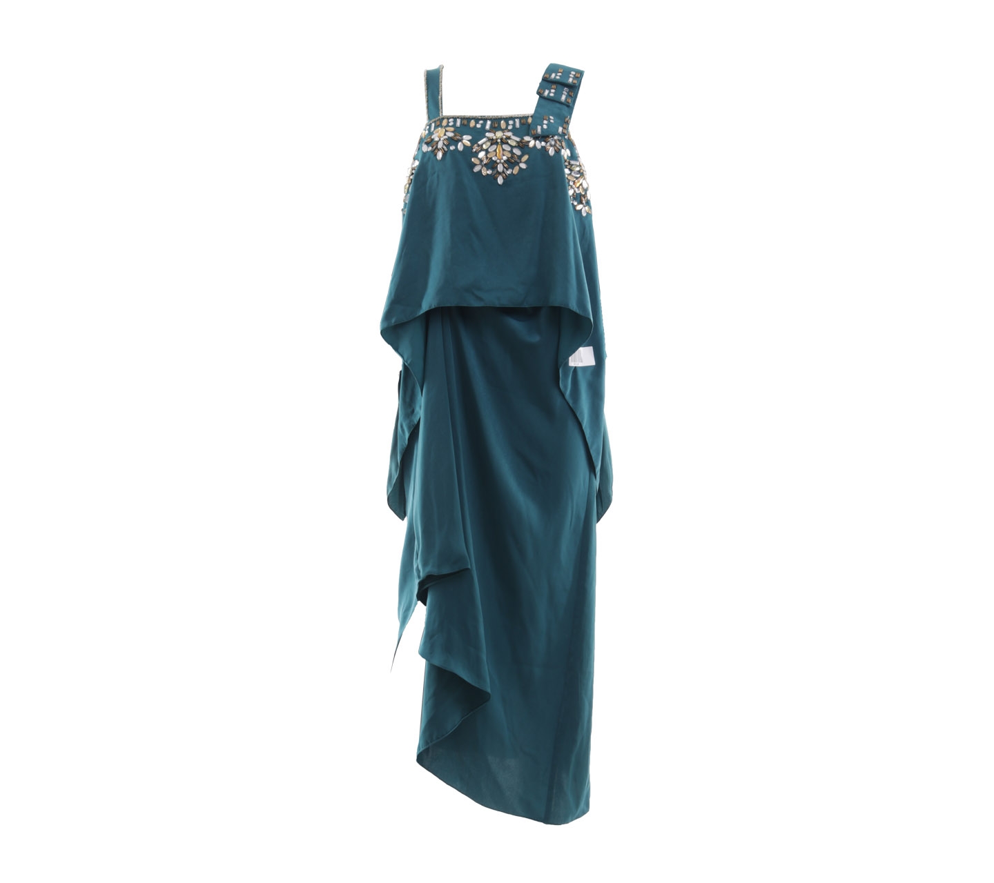 Ava Green Beaded Caftan Long Dress