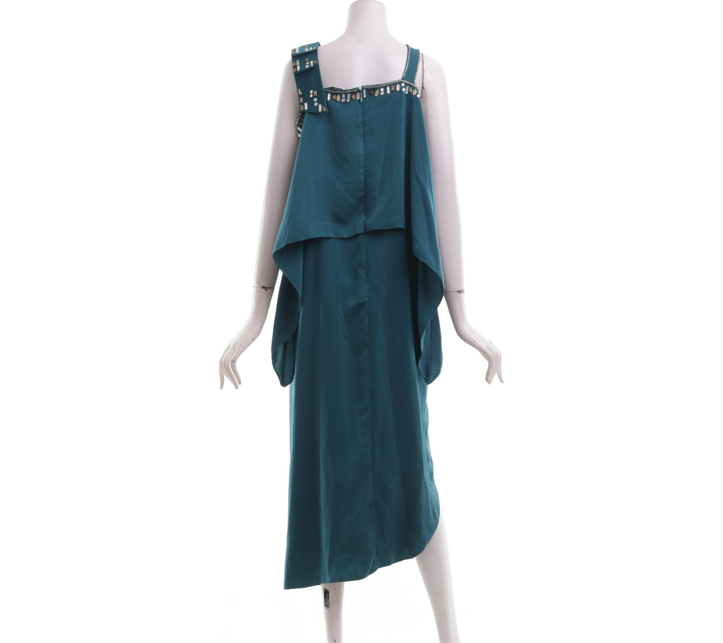 Ava Green Beaded Caftan Long Dress