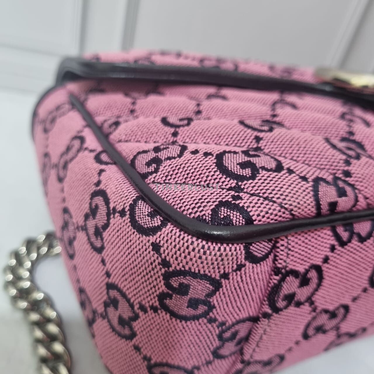 Gucci Marmoont Pink Small Flap Canvas GHW 2022 Shoulder Bag
