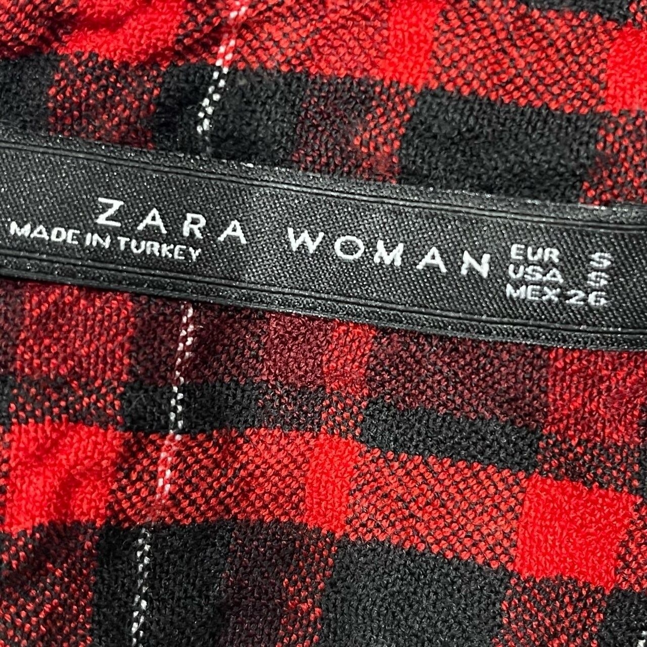 Zara Black & Red Chequered Blouse