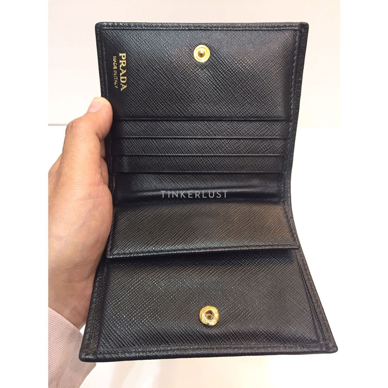Prada Saffiano Leather Black Compact Wallet