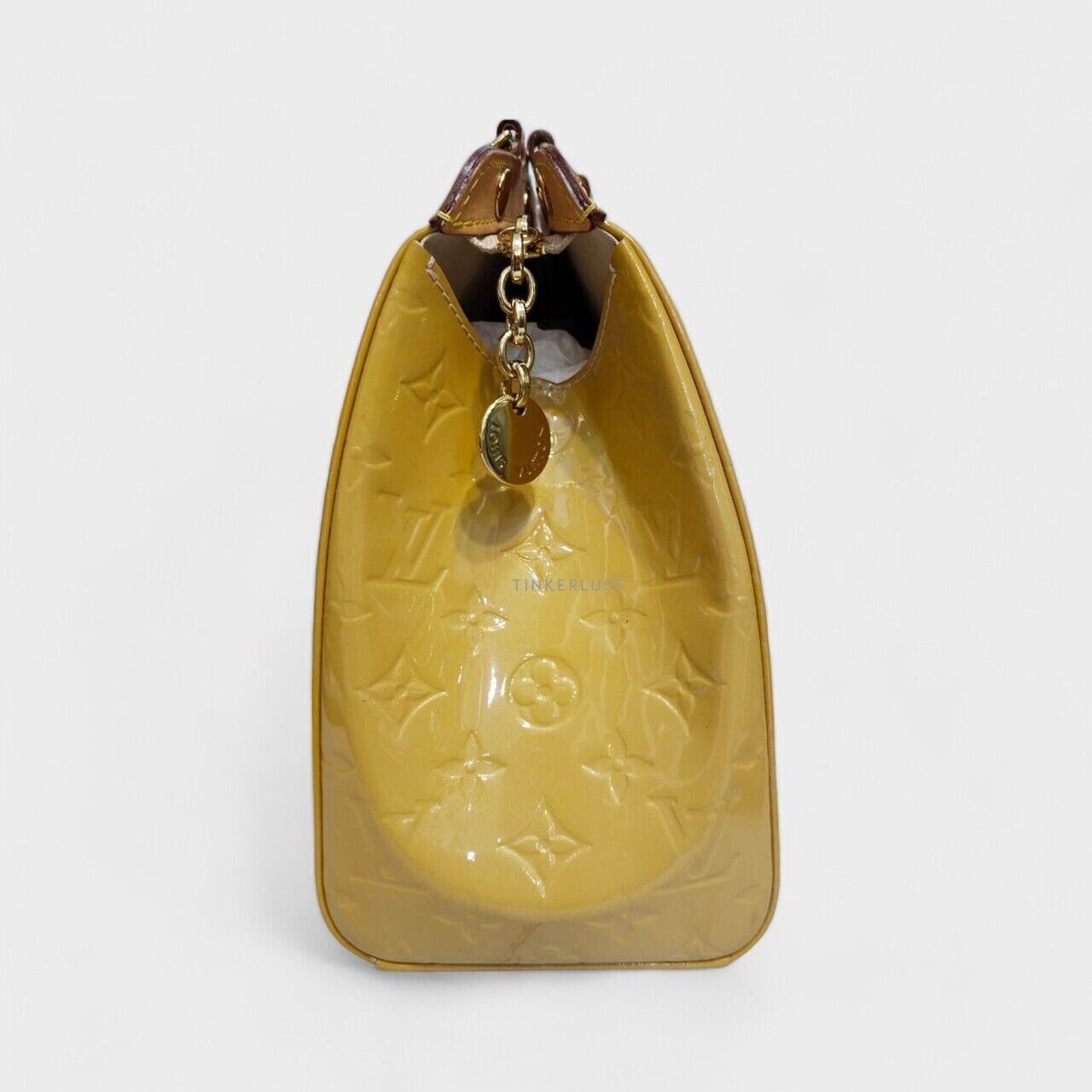 Louis Vuitton Brea MM Yellow Monogram Vernis 2015 Satchel