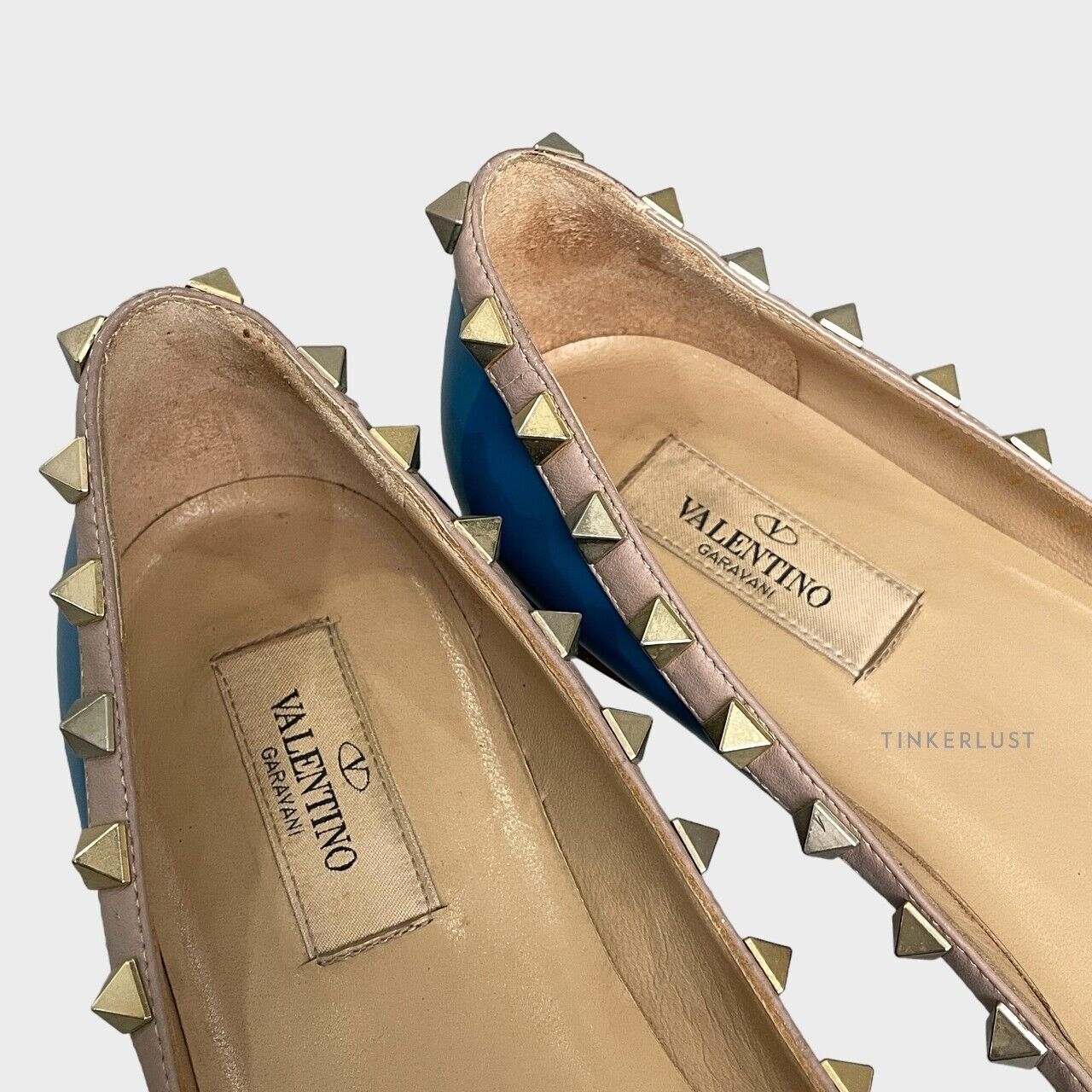 Valentino Garavani Rockstud Ballerina Blue Patent Nappa Flats