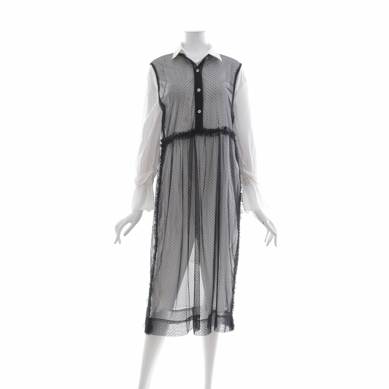 Slovv White & Black Tulle Midi Dress
