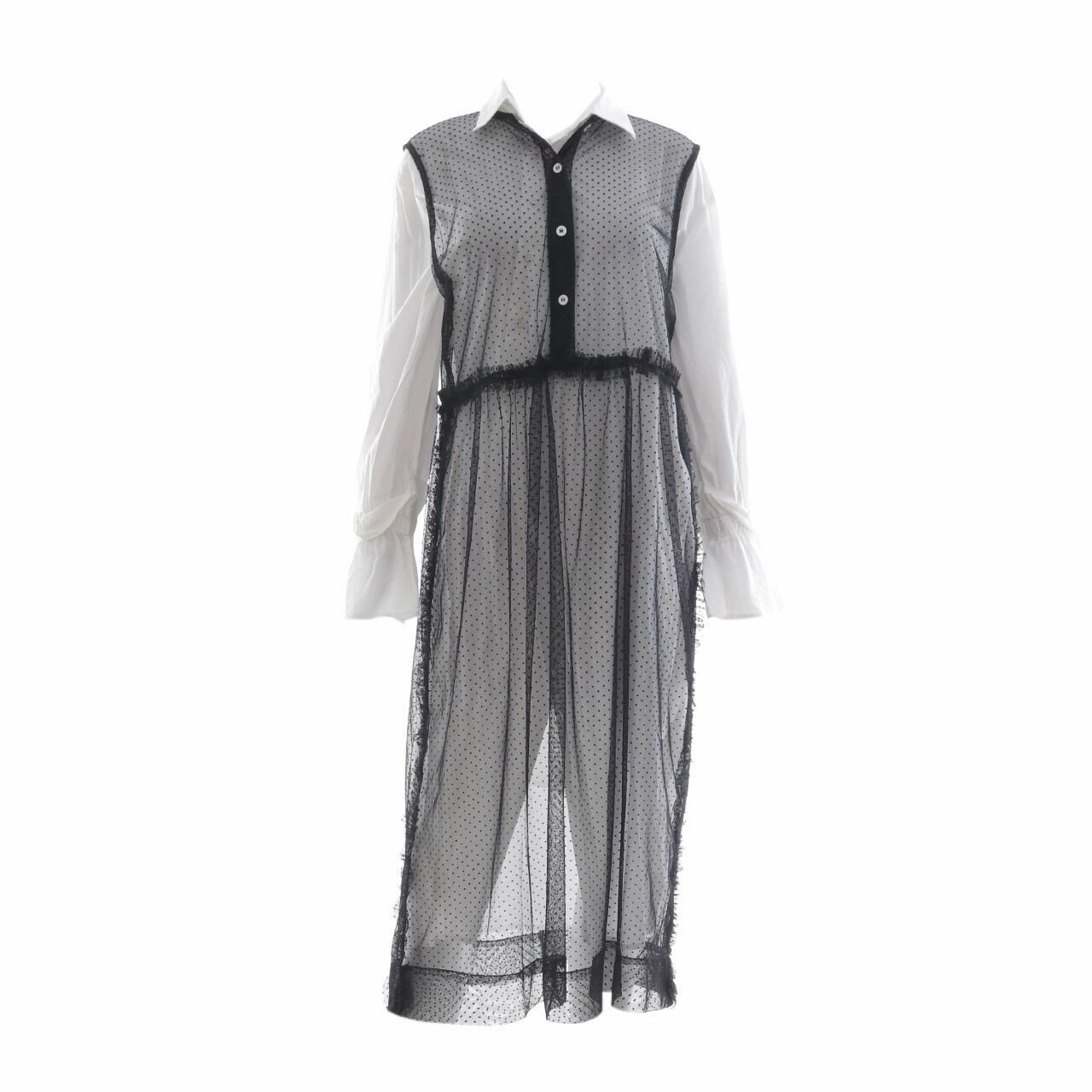 Slovv White & Black Tulle Midi Dress