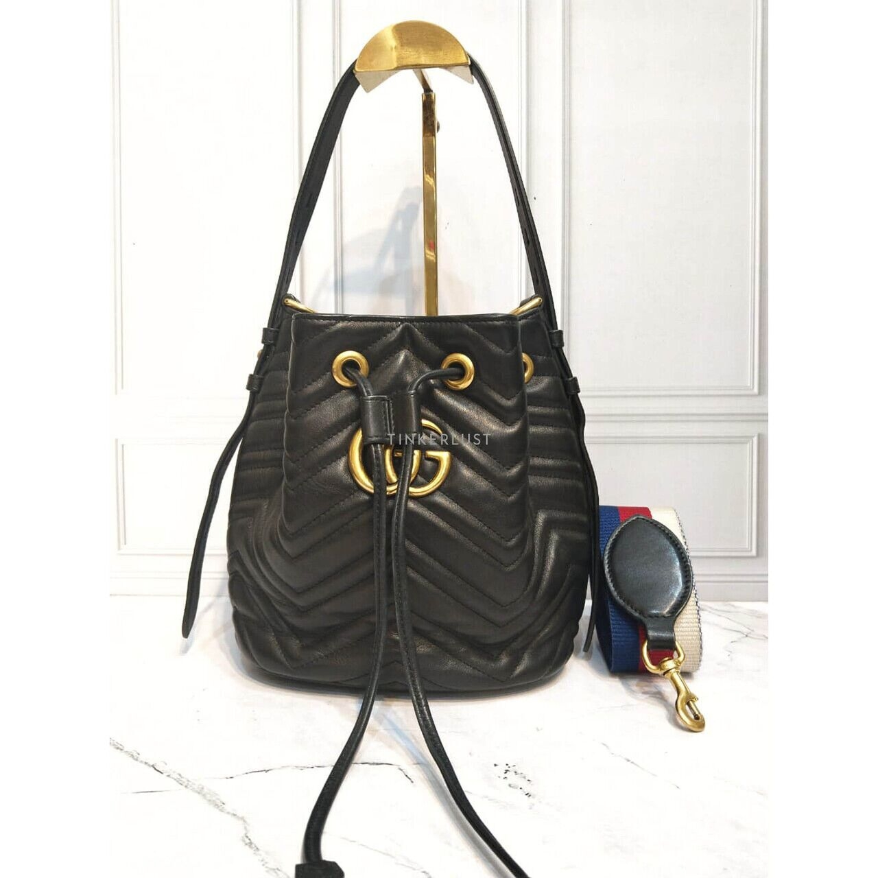 Gucci Bucket Marmont Black GHW Shoulder Bag