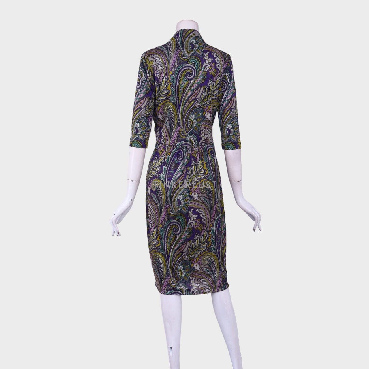 Etro Plunging Neck Pattern Multi Midi Dress