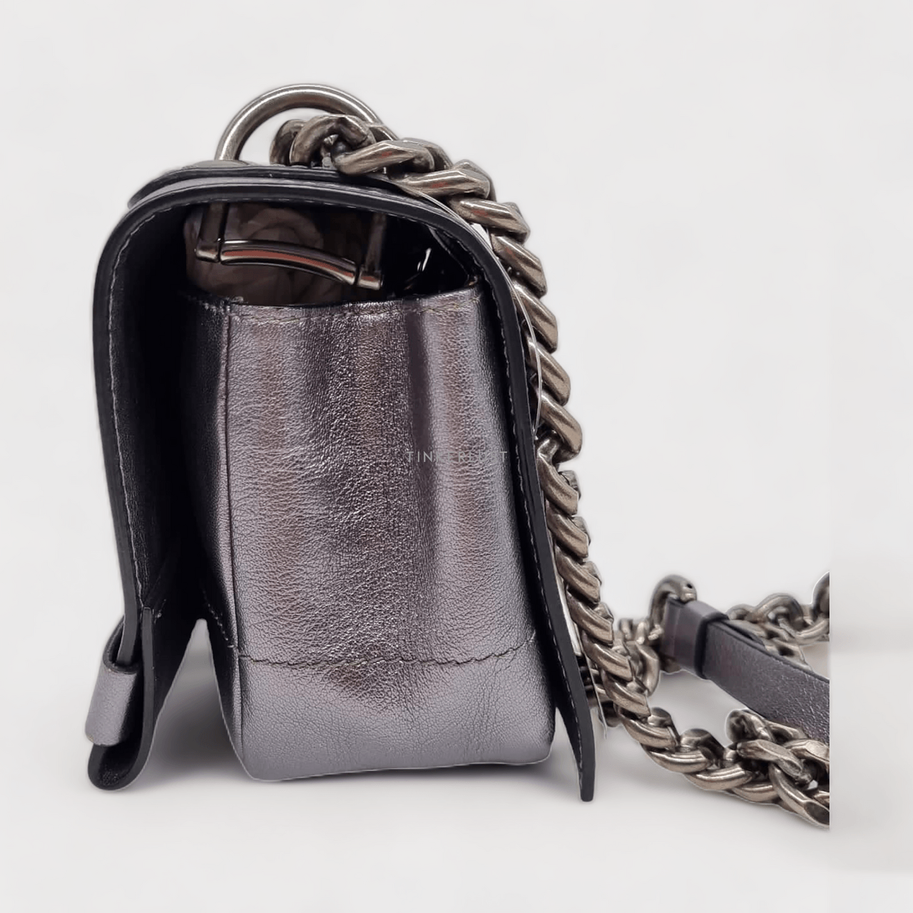 Moschino Leather Grey Metalic Shoulder Bag