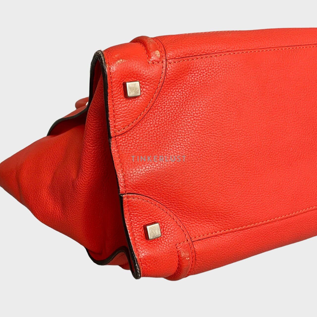 Celine Mini Luggage Vermillion Pebbled Leather Handbag