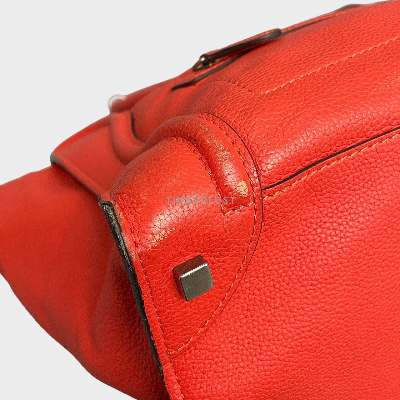Celine Mini Luggage Vermillion Pebbled Leather Handbag