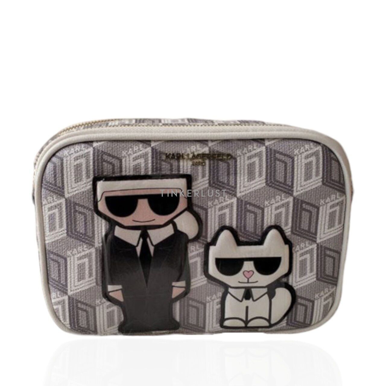 Karl Lagerfeld Iconic Camera Bag in Grey with Two Zipper Sling Bag	