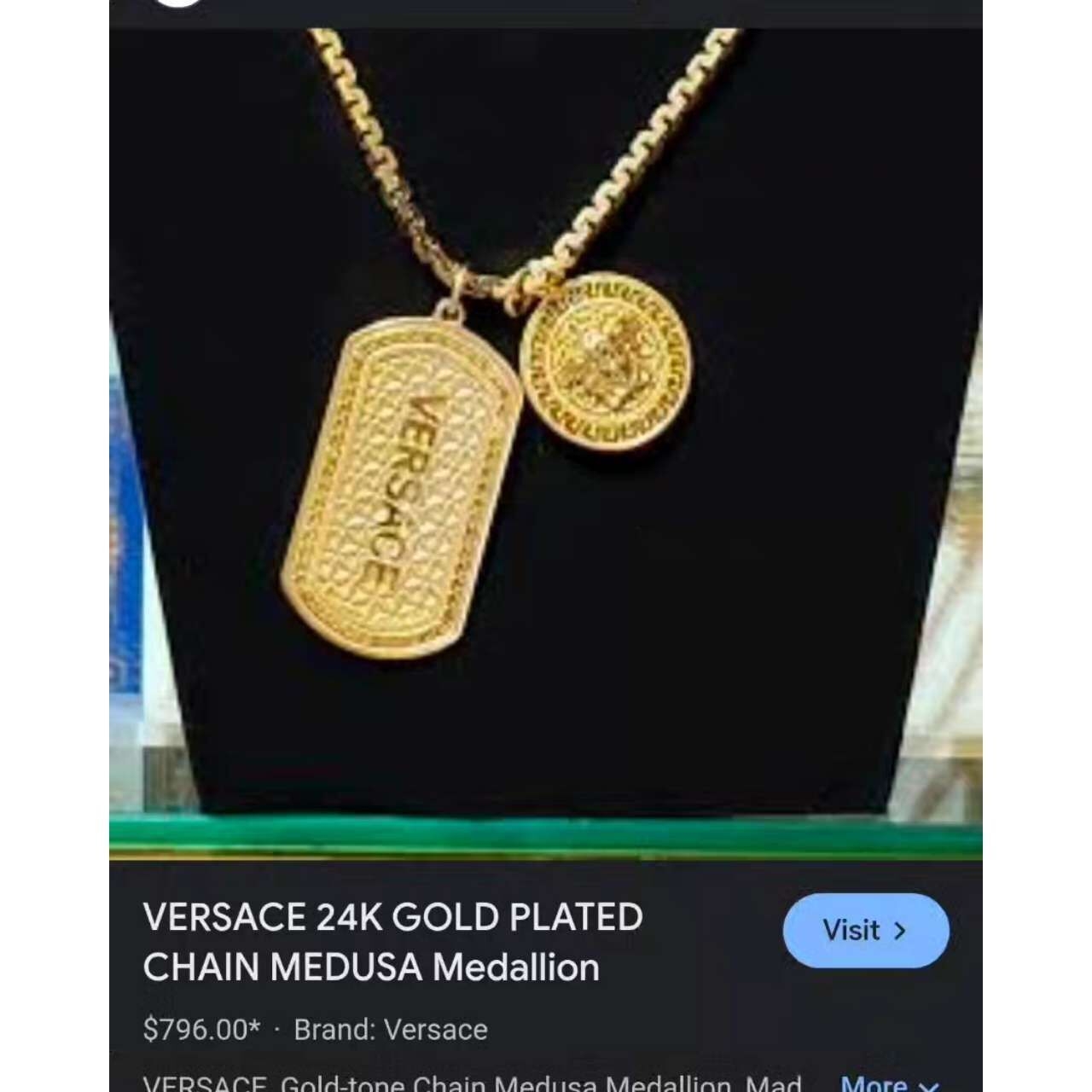 Versace Dog Tag Gold Medusa Necklace