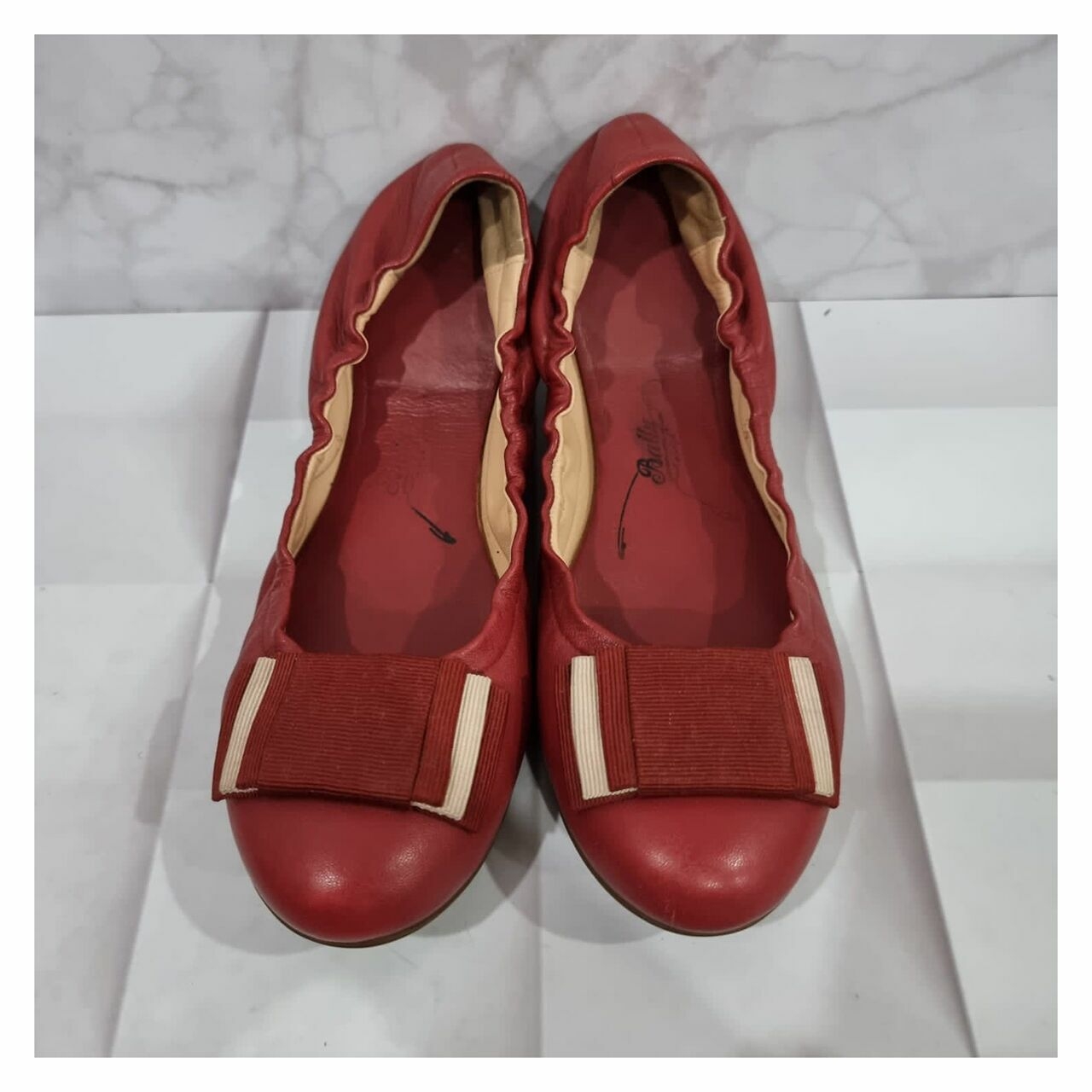 Bally Ballerina Leather Red Flats