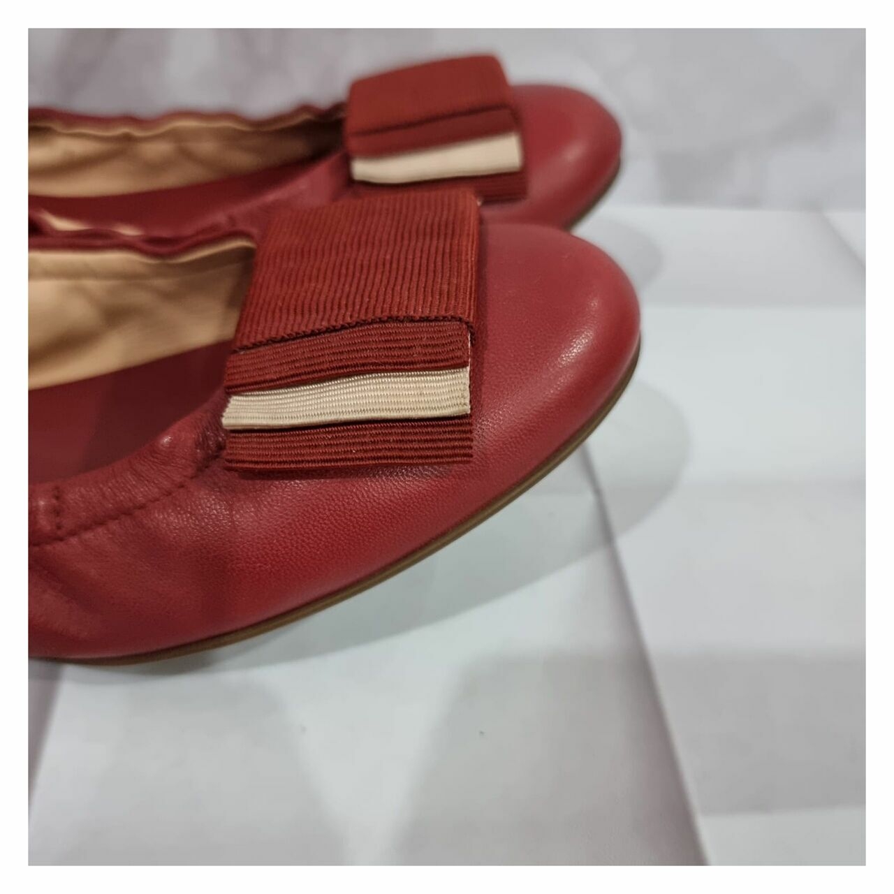 Bally Ballerina Leather Red Flats