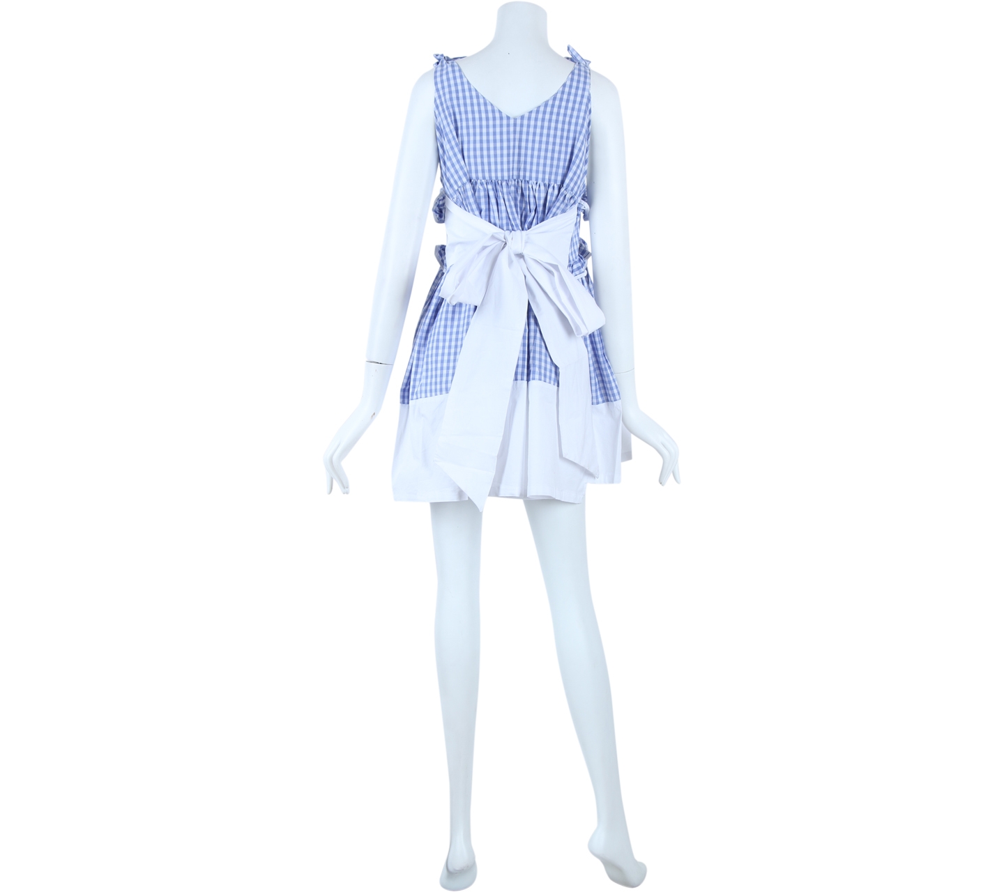 Schon Couture Blue And White Plaid Mini Dress