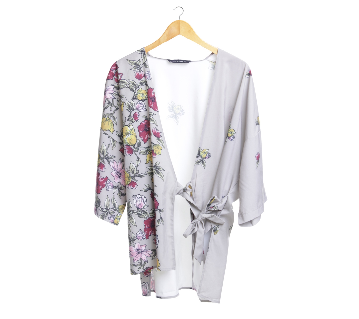 Cmnc Women Grey Kimono Floral Blouse