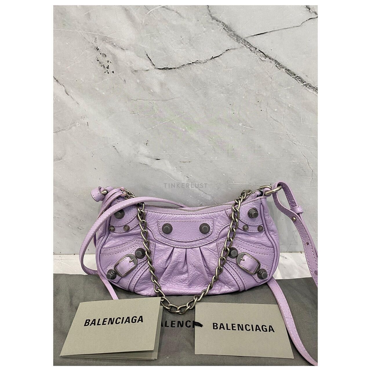 Balenciaga Le Cagole Mini Purse Lilac SHW Sling Bag