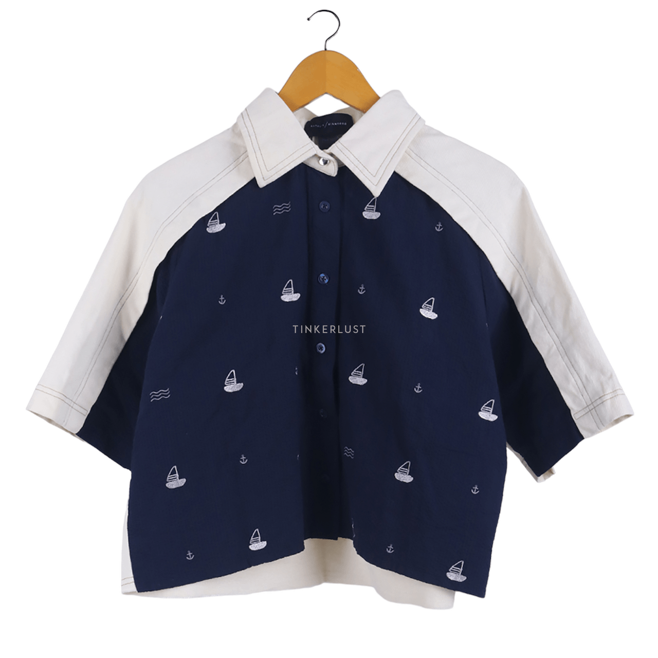 Natalia/Kiantoro Navy & Cream Shirt