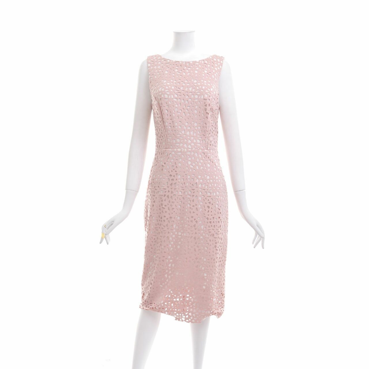 Luxe Dorothy Perkins Pink Perforated Midi Dress