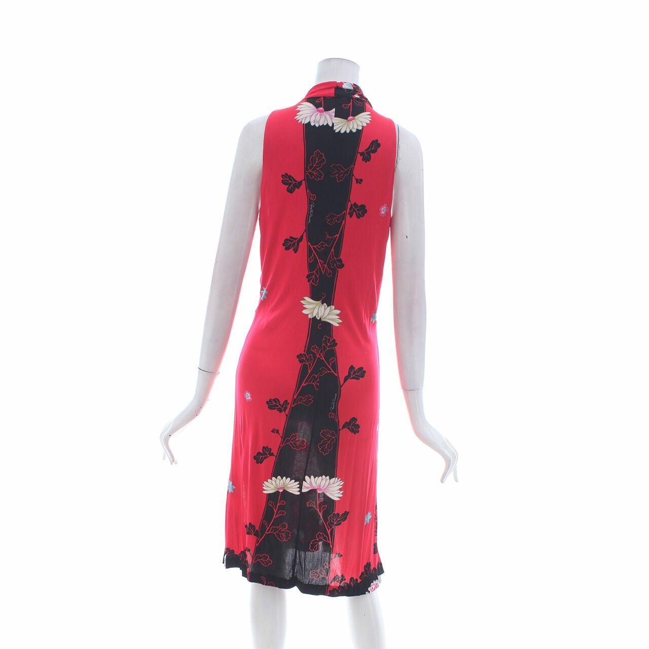 Roberto Cavalli Floral Red Midi Dress