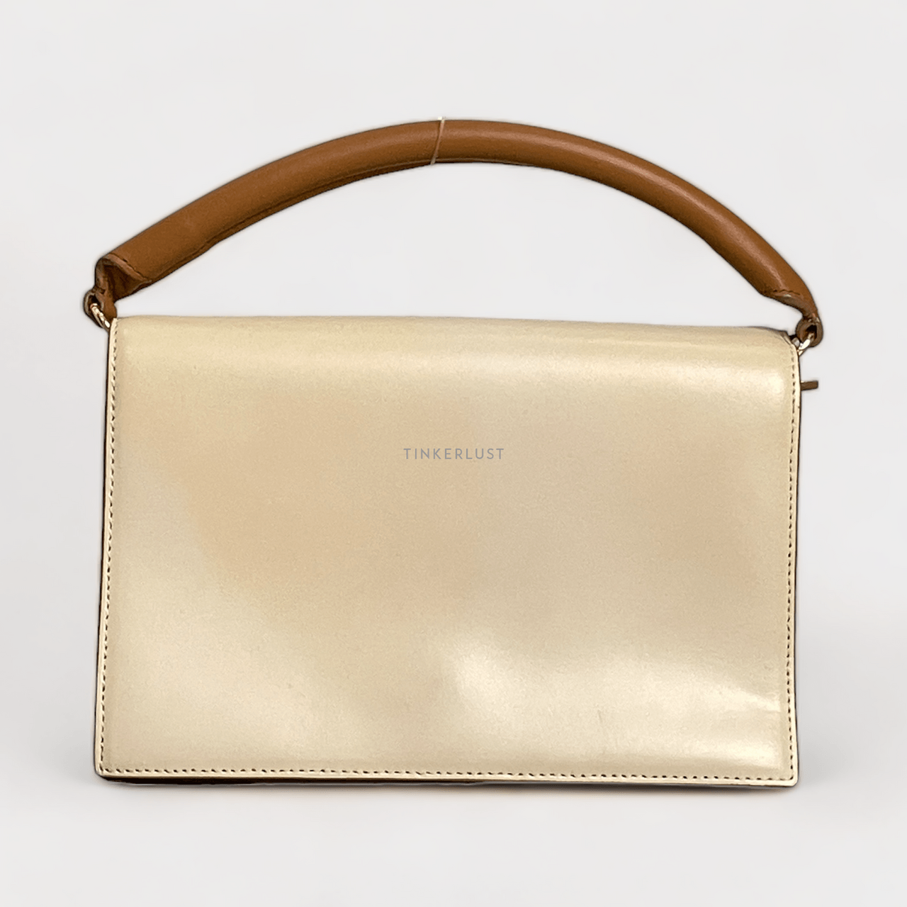 Diane Von Furstenberg Soiree Cream Leather GHW Shoulder Bag