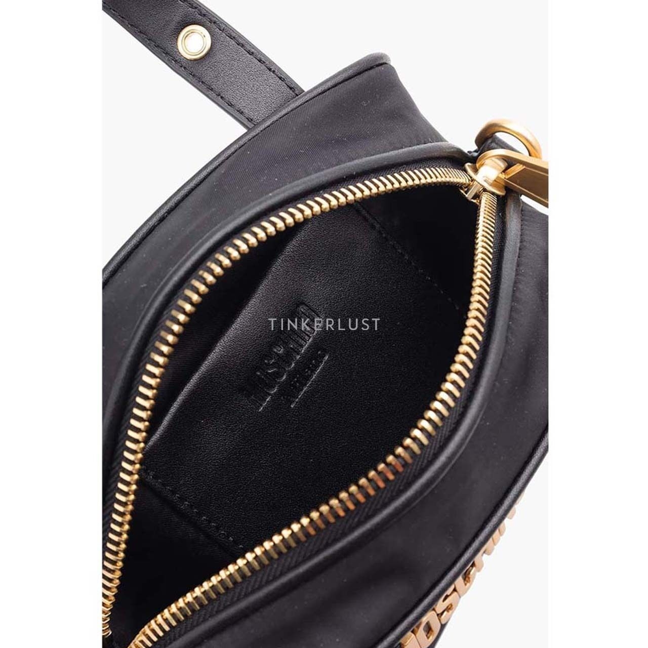 Moschino Logo Top Handle in Black GHW with Metal Detail Satchel