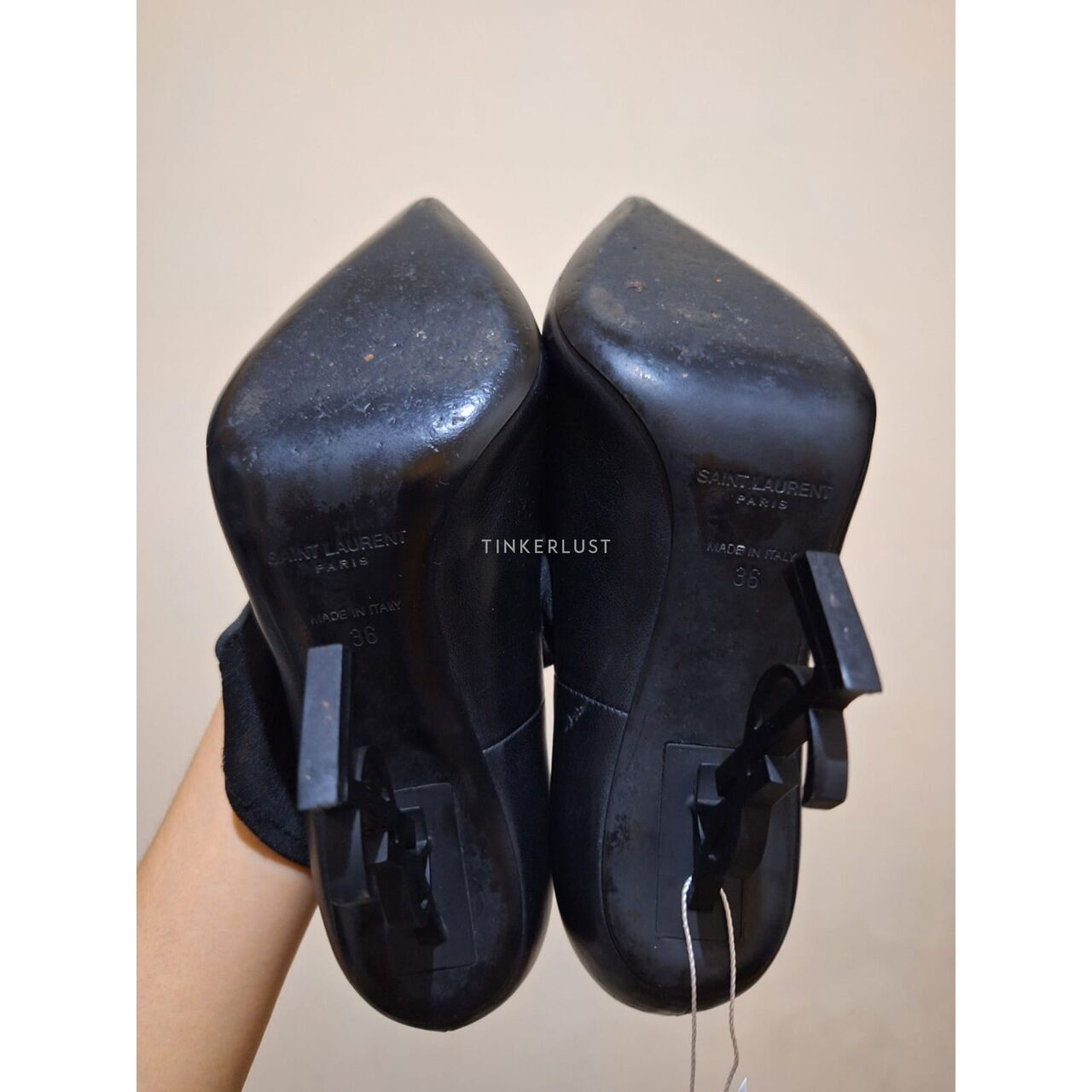 Saint Laurent Leather Opyum Black Heels 