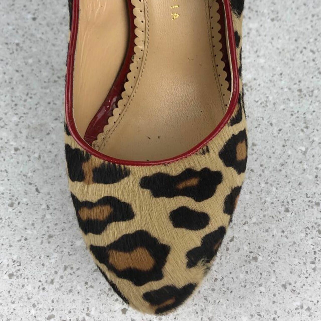 Charlotte Olympia Brown Leopard Print Calf Hair Polly Platform Pumps Heels