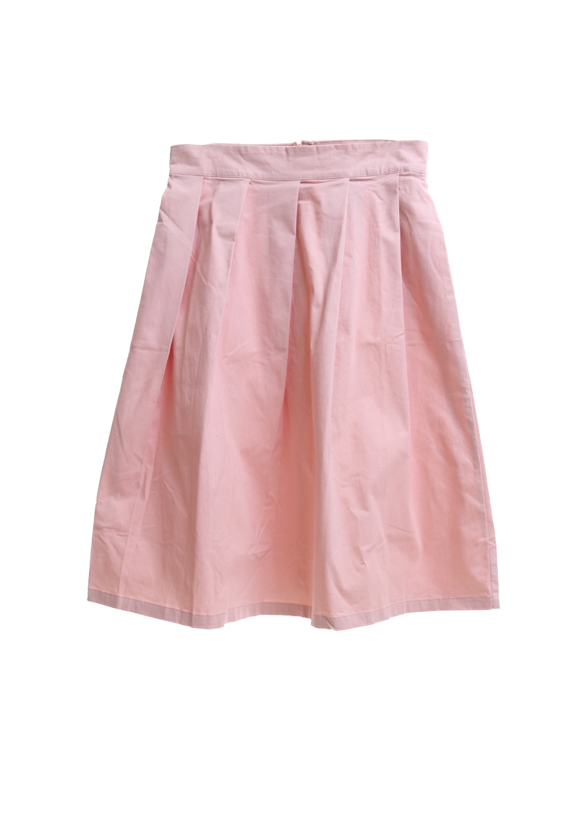 Hana & Co Soft Pink Rumple Midi Skirt