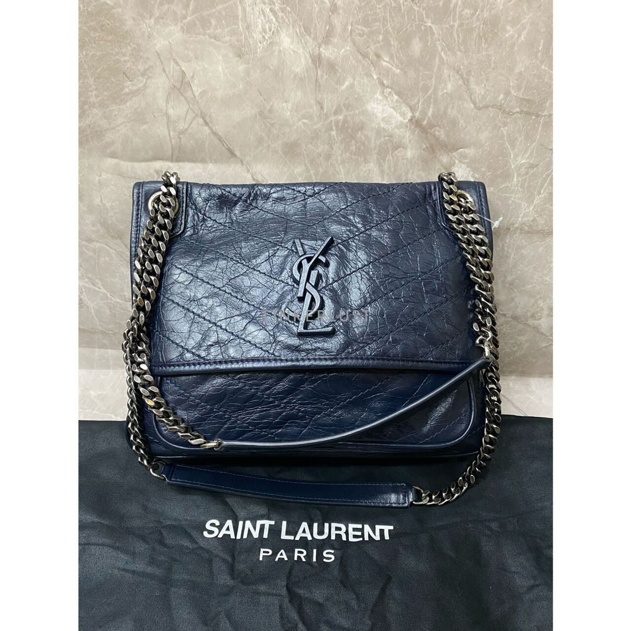 Saint Laurent Niki Medium Navy RHW Shoulder Bag